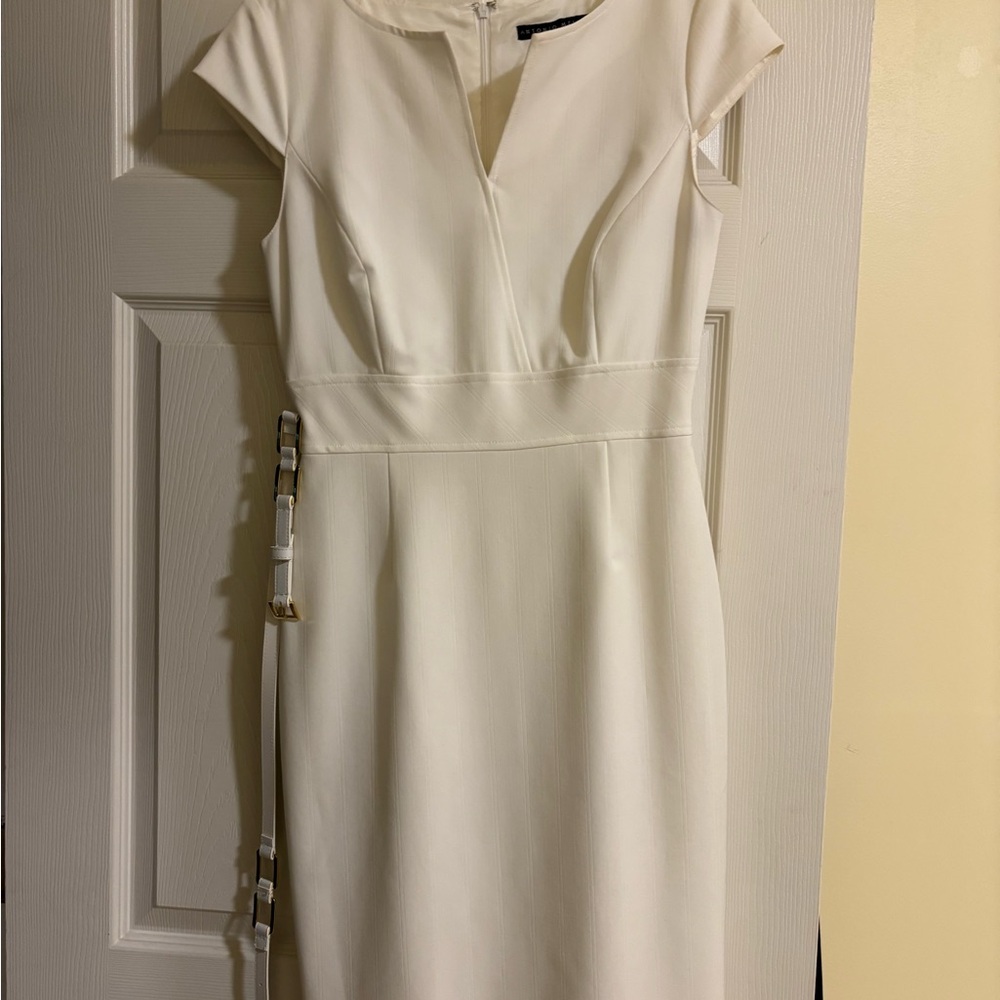 ANTONIO MELANI Ivory Cap Sleeve Mini Dress
